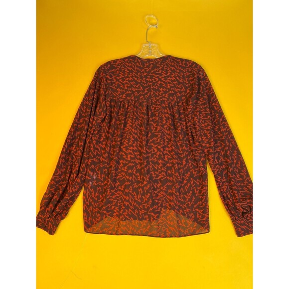 REISS Pippa Zig Zag Ruffle Blouse Top Womens US 0 UK 4 Red Long Sleeve $240 NWT - Picture 4 of 10